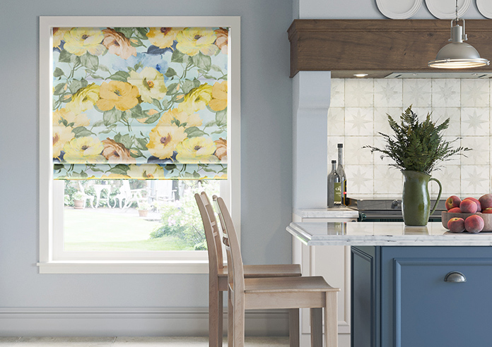 Amelia Faux Silk, Buttercup Mist - Motorised Roman Blind - Image 3